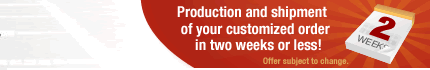 Production and shipment of your customized brick order in two weeks or less! (Subject to change.)