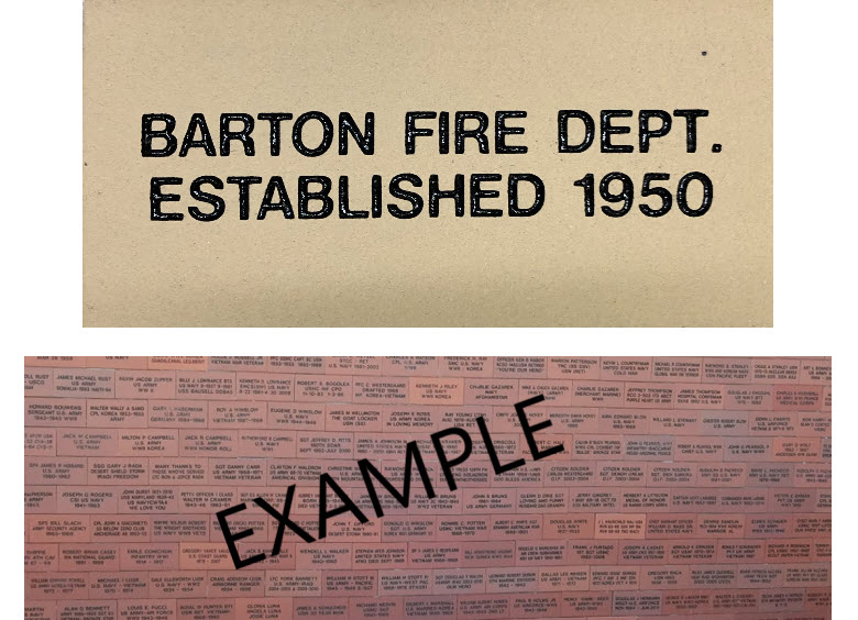 Barton Volunteer Fire Department New Fire Station Brick Fundraiser