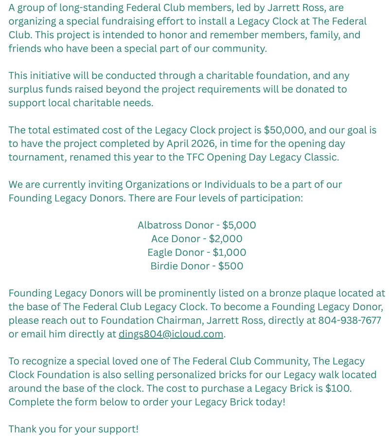 The Federal Club Memorial Clock