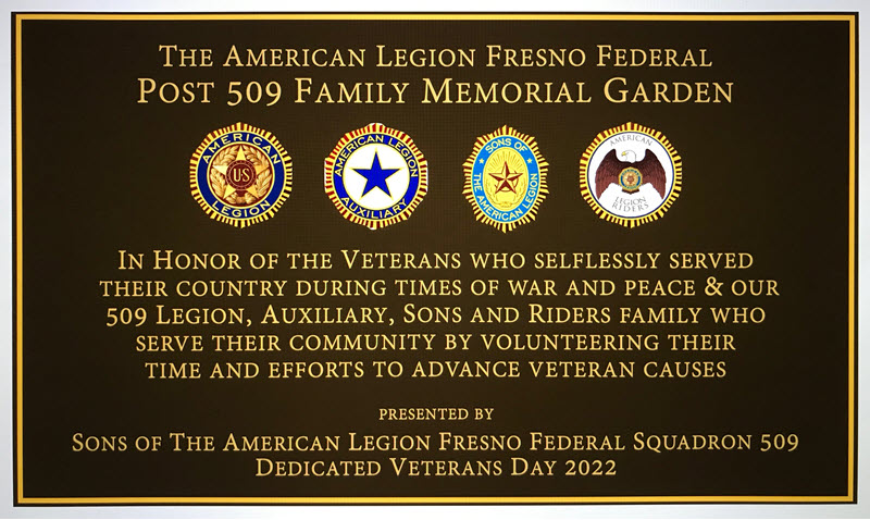 American Legion Fresno Federal Post 509 509 FAMILY MEMORIAL GARDEN