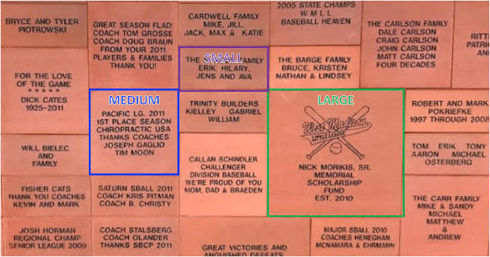 West Madison Little League WEST MADISON LITTLE LEAGUE COMMEMORATIVE BRICKS