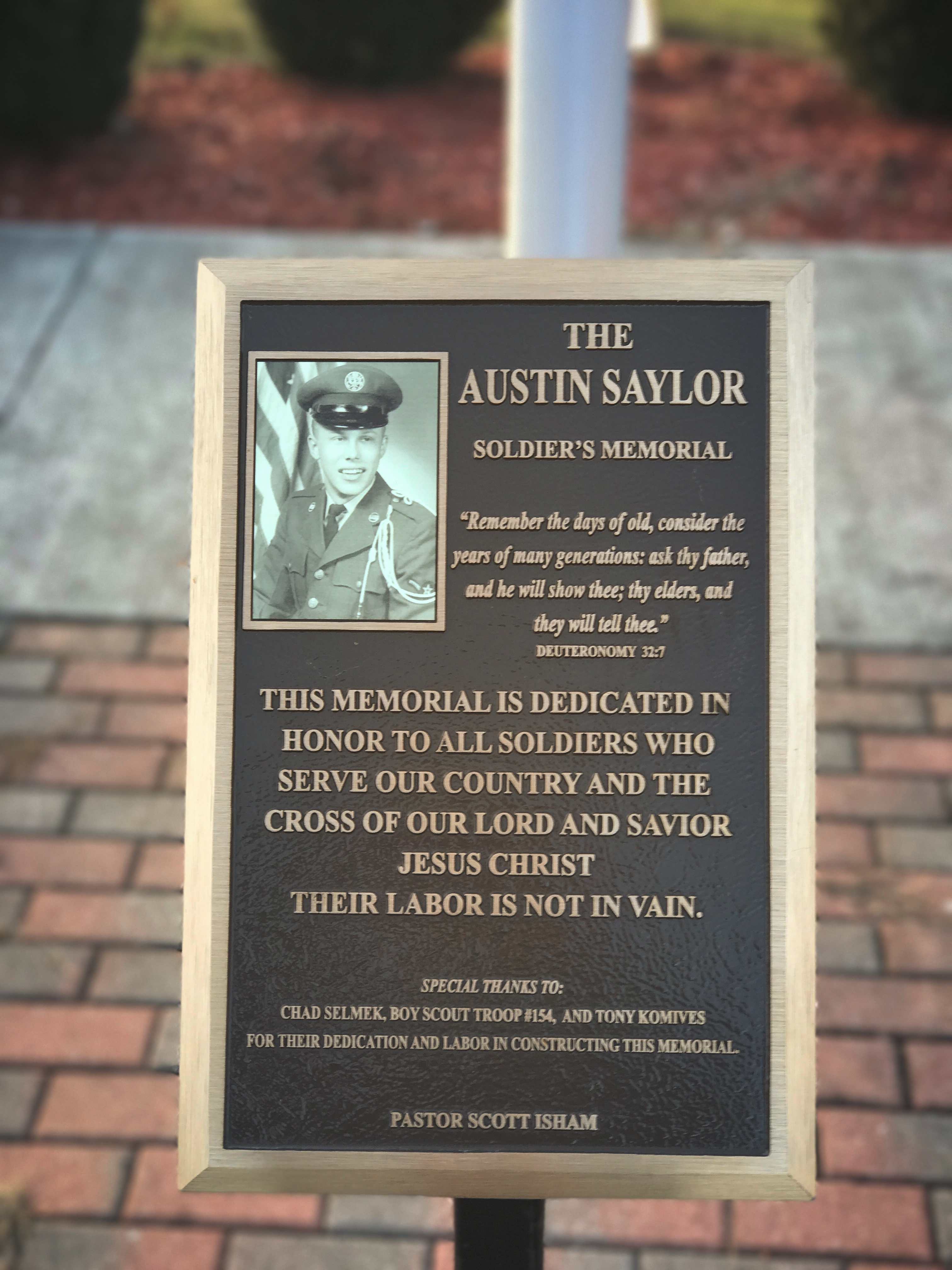 Shelton Park Church of God The Austin Saylor Soldier's Memorial