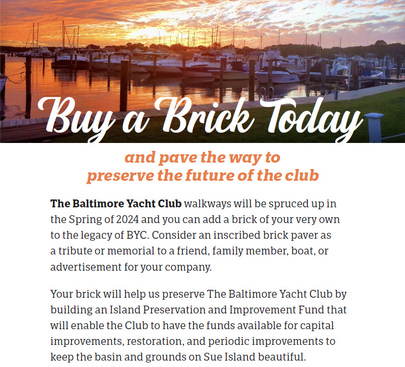 Baltimore Yacht Club BYC Legacy Project – Brick Campaign