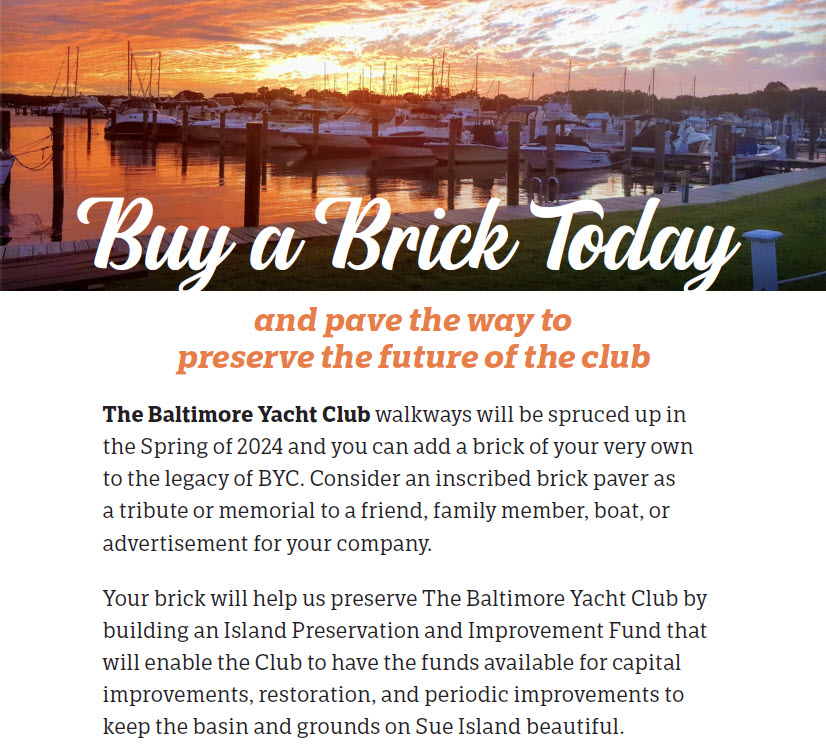 Baltimore Yacht Club BYC Legacy Project  Brick Campaign