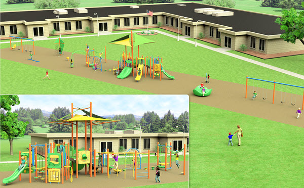 Lester Community Playground Lester Community Playground Brick Path