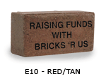 Icons engraved red tan brick