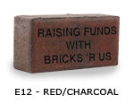 Icons engraved red charcoal brick