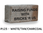 Icons engraved white tan charcoal brick