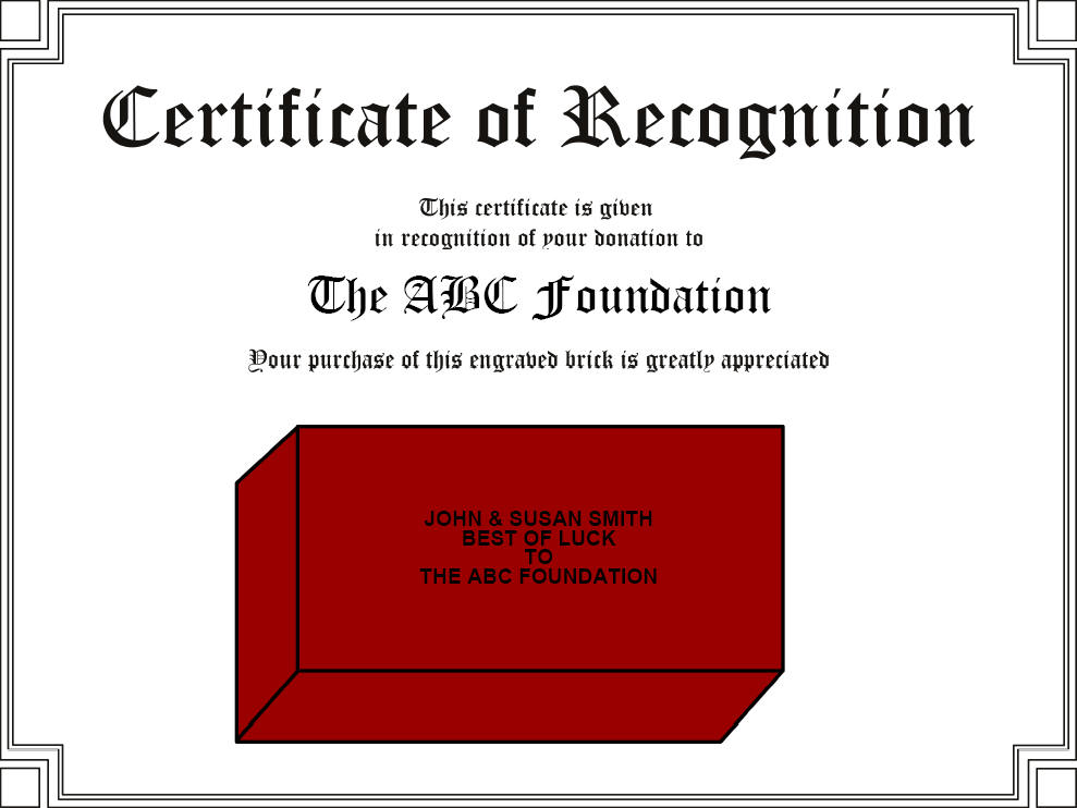 brick engraving fundraiser certificate