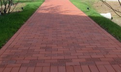 Large red brick paver walkway