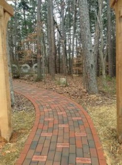 Multi colored Engraved red brick walkway