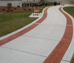 Wide walkway with engraved pavers