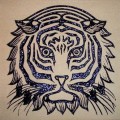 Engraved lion face logo brick