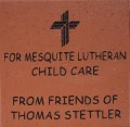 Engraved mesquite lutheran child care logo brick